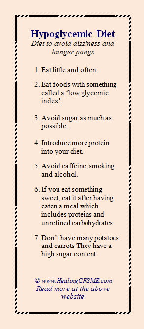 Diet for Hypoglycemia can help those with CFS