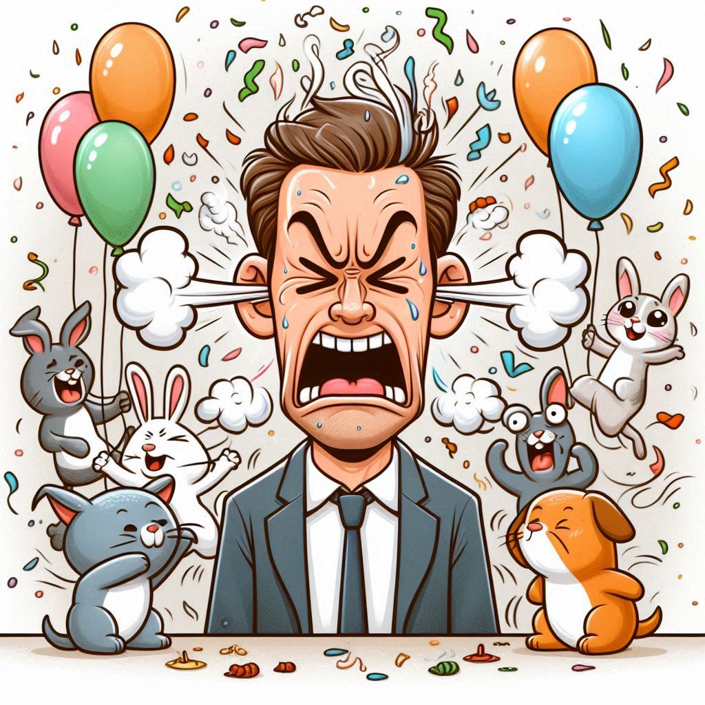 AI cartoon style image of someone feeling angry